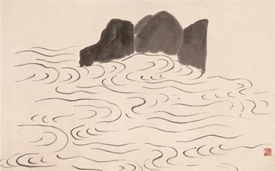 借山圖之十三華岳三峰 齊白石 紙本設(shè)色 鏡芯 30×48cm 無年款 北京畫院藏