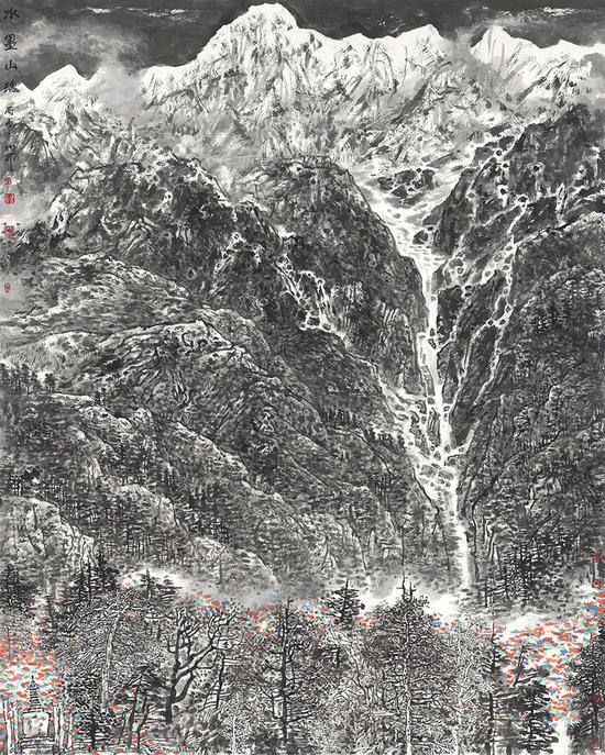 李小可水墨作品《水墨山魂》 2016年 250x203cm 設(shè)色紙本