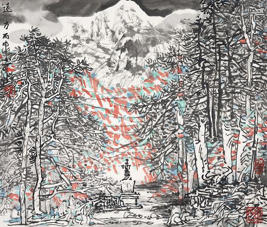 李小可《遠(yuǎn)方》 2016年 45x53cm 設(shè)色紙本