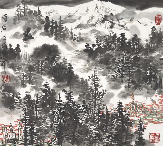 李小可《雨后》 2018年 45x50cm 設(shè)色紙本