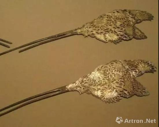 唐 永泰公主墓出土鎏金銀釵