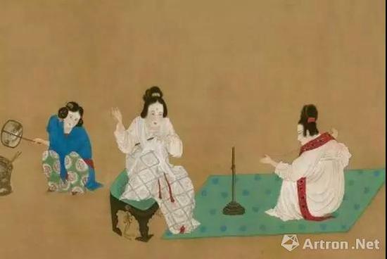 唐 《搗練圖》局部