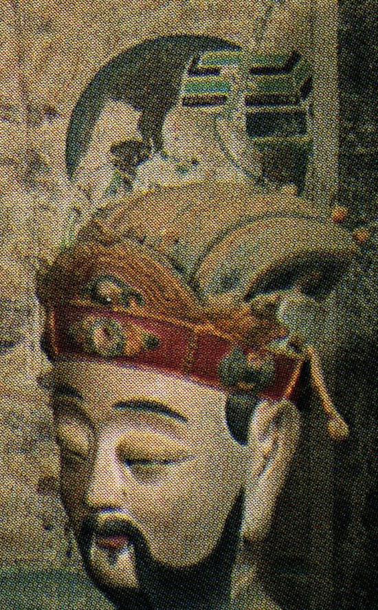 經(jīng)變畫中的猴行者(塑像后)