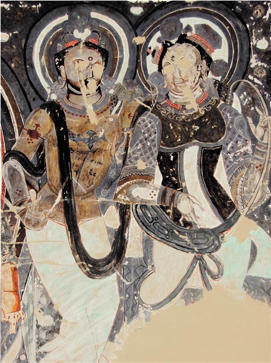李佛 臨摹克孜爾石窟第179窟《善愛乾達婆王》 147×80cm