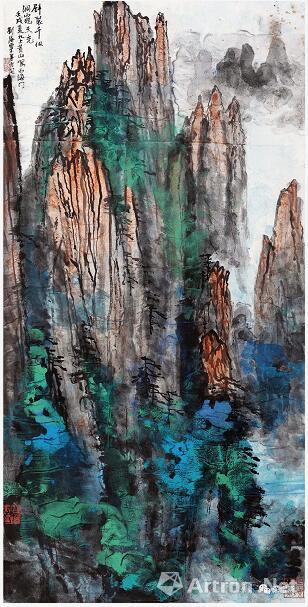 劉海粟 壁裂千仞 洞窺天光 68cm×136cm 1981常州劉海粟美術(shù)館藏