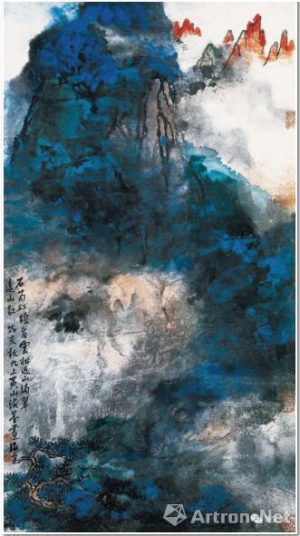 劉海粟 石筍矼頭看云松 52.3cm×97.5cm 1983
