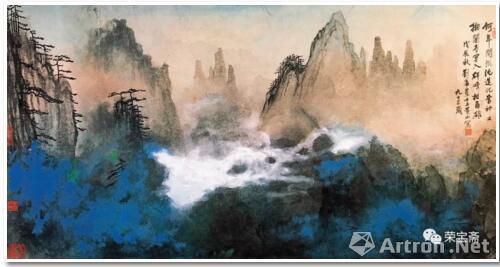 劉海粟 奇峰白云 172cm×93.5cm 1988